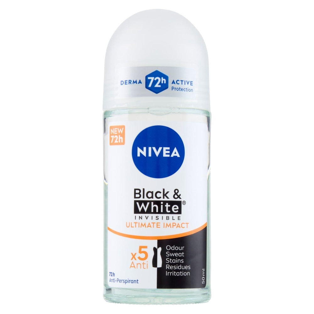 Nivea Black & White Invisible Ultimate Impact Roll-on  50ml, Deodorante roll on antitraspirante