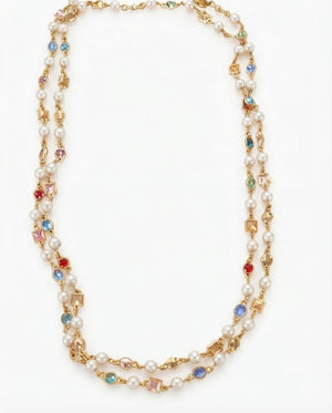 Collana Lunga Regina di Cuori con Gemme Multicolore