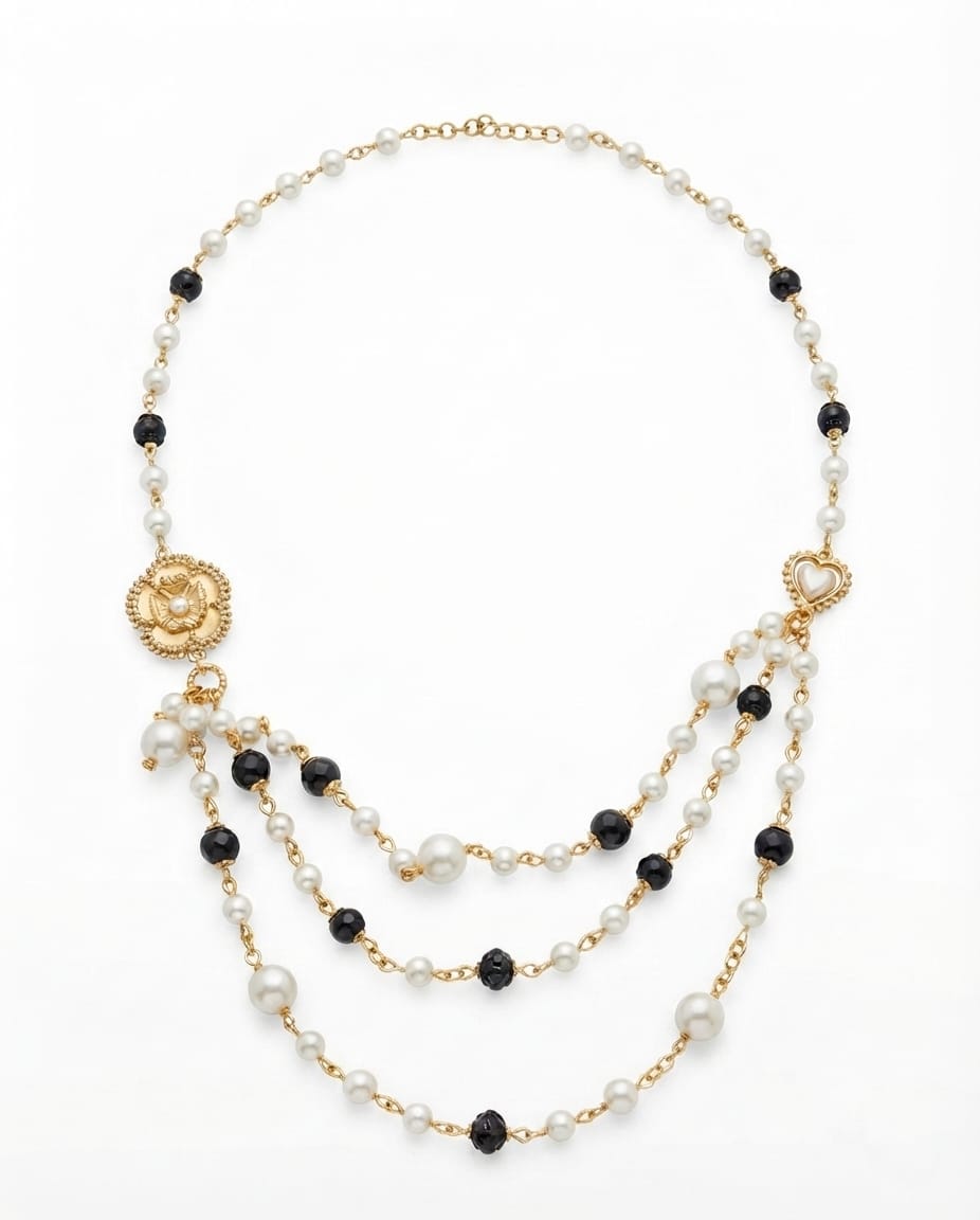 Collana Chic Parisienne a Tre Fili con Elementi Gioiello