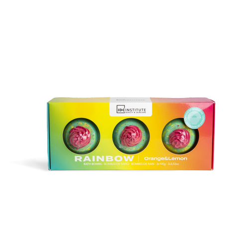 IDCINSTITUTE Tris Bombe da bagno 3 x 100g Rainbow Orange&Lemon