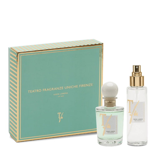 Teatro Fragranze Uniche Confezione regalo Diffusore con bastoncini 100ml + Spray Tessuto 100ml Verde Lorena